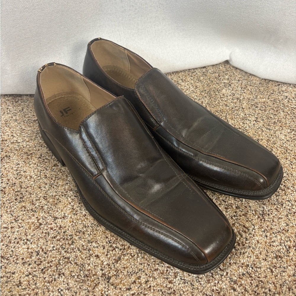 J Ferrar Dark Brown Leather Square Toe Shoes Dash Size 12‎